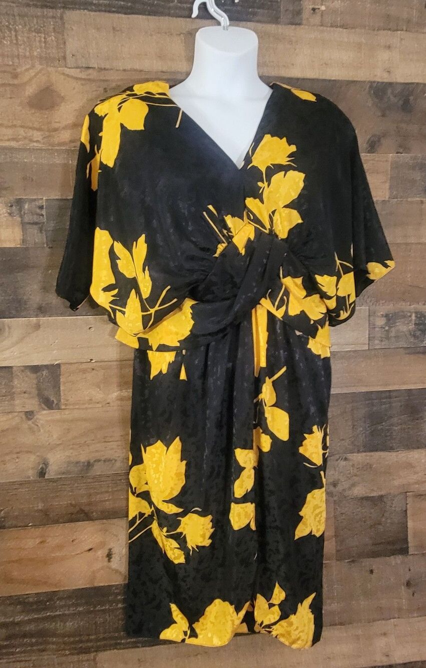 Vintage Michael Maiello for For Pat Richards dress womens size 8 floral black &